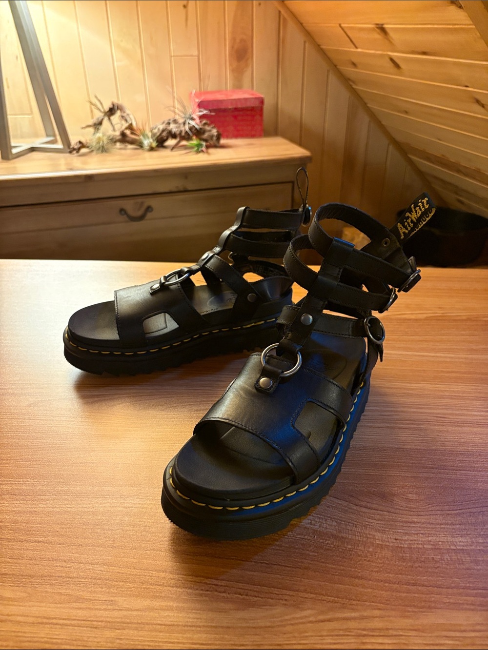 Dr. Martens Black Strappy Ring-Accent Platform Sandals